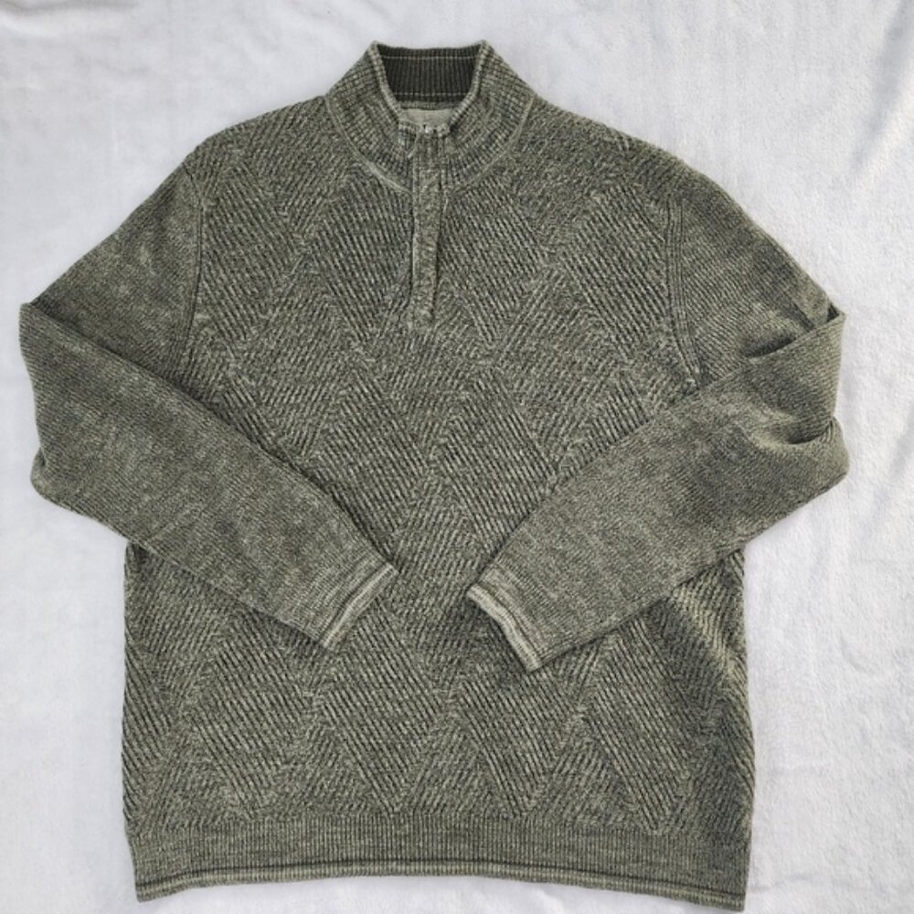 Tommy Bahama Men'S Quarter Zip Pullover Cotton Knit Sweater Olive Green Xl Fall‎